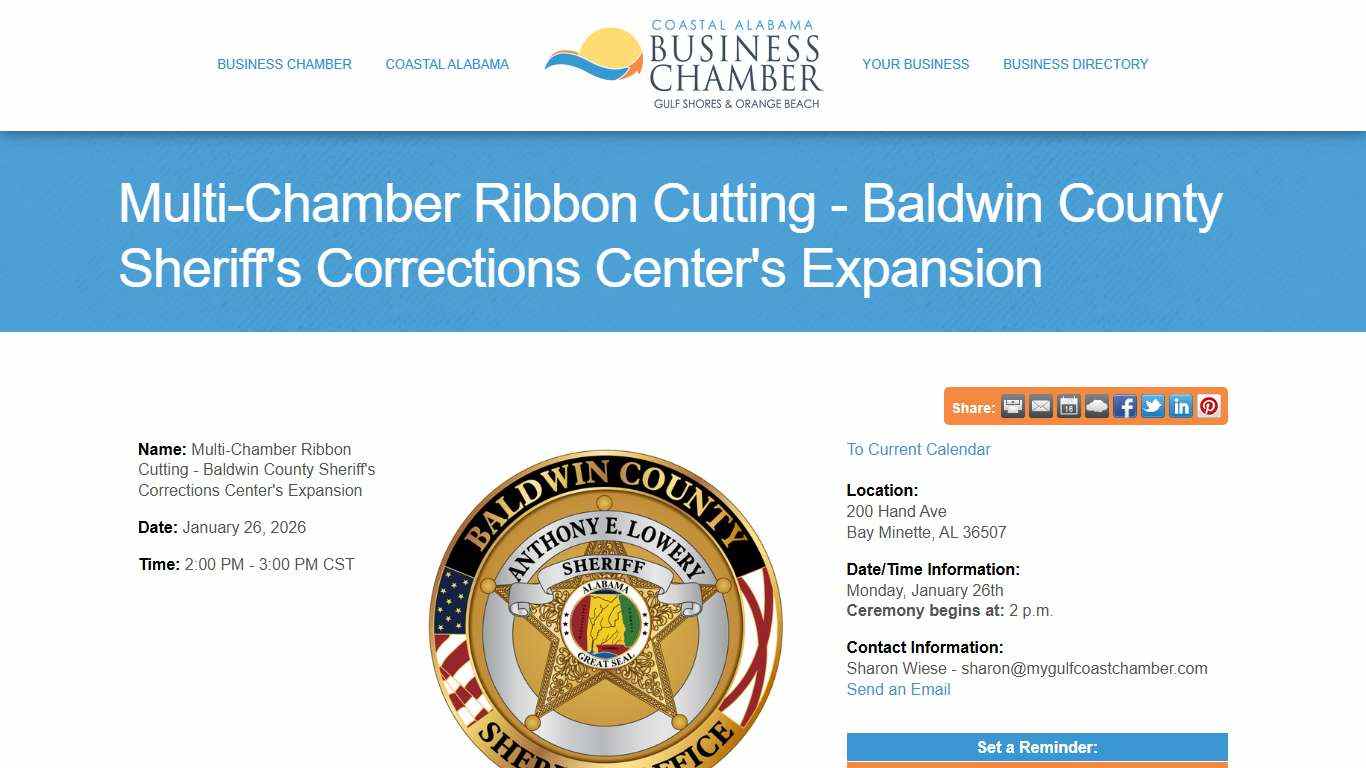 Multi-Chamber Ribbon Cutting - Baldwin County Sheriff's Corrections Center's Expansion - Jan 26, 2026 - Coastal Alabama Business Chamber